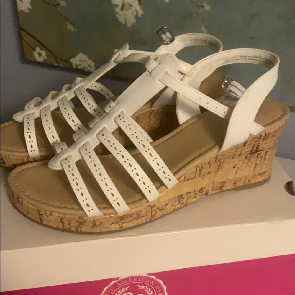 Brand new in box girls size 5 white wedge